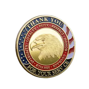 Atacado Soft Enamel Metal Gold Silver os EUA Souvenir Veterans Obrigado Coin pelo seu serviço