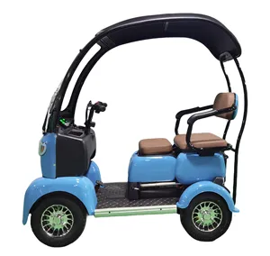 Grosir skuter listrik penumpang 4 roda sepeda motor listrik untuk orang tua dengan kanopi