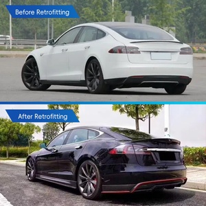 Kit de Carrocería de Fibra de Carbono Húmeda de Cuerpo Estrecho para Modificación de Coche 2014, Incluye Labio Delantero, Labio Trasero, Alerón Trasero y Faldones Laterales para Tesla Model S - Product Image 3