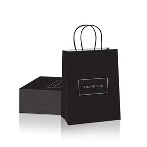 나만의 로고로 다채로운 럭셔리 맞춤형 블랙 감사 크래프트 종이 가방 쇼핑 선물 포장 종이