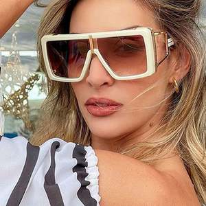 Lunettes de soleil carrées surdimensionnées élégantes rétro tendance 2022, verres dégradés en une seule pièce, lunettes de soleil pour femmes - Product Image 2