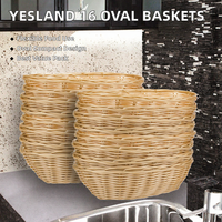 Lot de 16 paniers ovales tressés en PE souple, écologiques, pour rangement, cuisine, service de fruits, fêtes et autres usages