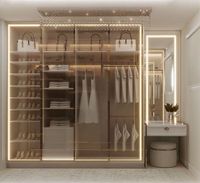 CBMmart – lumière LED personnalisée blanche moderne, mobilier de chambre à coucher, armoires en verre, Dressing, armoire