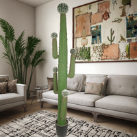 Stock luxe grand cactus artificiel PE 225CM hauteur herbe en plastique haute assurance pour intérieur bonsaï tropical extérieur fleur de palmier