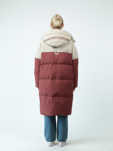 Áo khoác phao dài unisex, tay dài, may chần bông, áo khoác mùa đông có mũ trùm đầu - Product Image 2