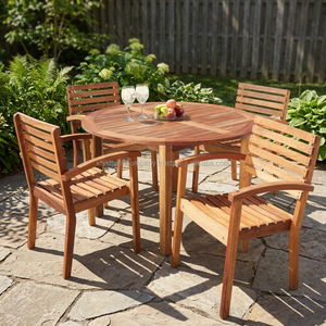 Ensemble de salle à manger pliable en eucalyptus FSC, meubles en bois durables pour l'utilisation en extérieur dans le jardin - Product Image 3
