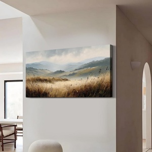 Peinture à l'huile encadrée sur toile, paysage peint à la main, art mural pour la décoration des couloirs et entrées d'hôtels de charme - Product Image 4