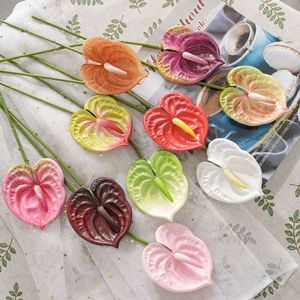 CallaFloral Anthurium Fleurs Artificielles en PVC Brillant Décoration Intérieure Branche Unique MW86103 - Product Image 2