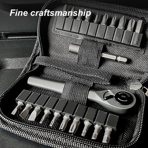 Jeu de clés à cliquet de poche, 22 pièces, avec tige d'extension, embout triangulaire en U, type Y, pochette compacte à fermeture éclair pour la réparation de vélos et de jouets - Product Image 4