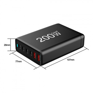 200W Desktop Charger 3A3C Multi Port PD Fast Charging <b>Adapter</b> For Multiple Countries Black - Product Image 1