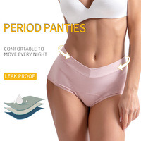 Culotte menstruelle antibactérienne taille haute en V pour femme, grande taille, style transfrontalier Europe-Amérique, anti-fuite