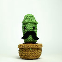 KIVA Poupée Cactus Cowboy Mini au Crochet Faite à la Main, Pot de Fleurs Mignon, Fleur Dansante, Jouet DIY de Couture et de Tissage, Décoration de Fêtes