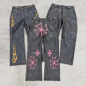 مخصص للرجال خمر الهيب هوب الشارع للماء تنفس مكافحة بيلينغ قطن المتعثرة حمض الغسيل الدنيم فضفاض الساق واسعة تناسب - Product Image 4