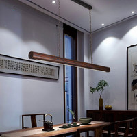 Luminaire suspendu linéaire de style rétro chinois Wabi-sabi pour restaurant, bar, bureau, restaurant japonais, LED longue, CRI élevé
