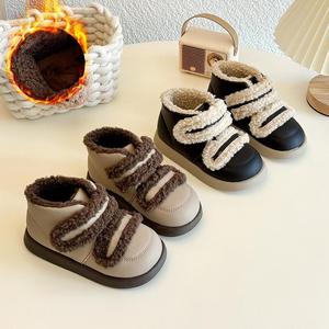 Fashion Rubber Sole Waterproof Winter Boots Children <b>Ankle</b> Kids Shoes Velvet Snow Boots for Girls and Boys - Product Image 1