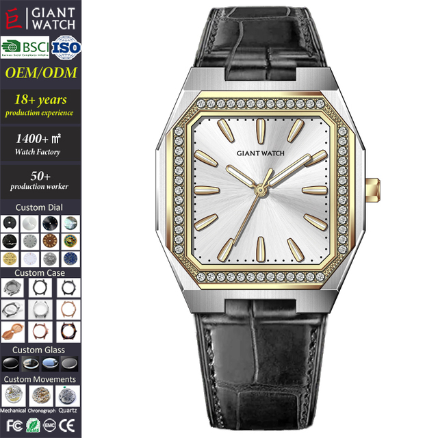 Customizable Mens Watch OEM ODM 39mm Japanese PC21 Movement Mineral Glass 3ATM Men Leather Watch