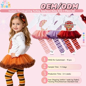 Conjunto <span class=keywords><strong>de</strong></span> 3 Piezas para Bebés Niñas con Aplique <span class=keywords><strong>de</strong></span> Pavo <span class=keywords><strong>de</strong></span> Acción <span class=keywords><strong>de</strong></span> Gracias, Vestido Tutú con Volantes y Mangas Largas, Leggings a Rayas, 1-6 Años - Product Image 1