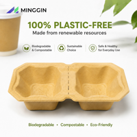 Support à boissons anti-déversement en pulpe de bambou perforée, résistant à la compression, vente en gros, lot de 2, porte-gobelets biodégradable pour tasses