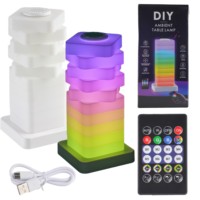 Lampe de table cube rechargeable NEXcell RGBIC avec haut-parleur Bluetooth, télécommande par application et commande tactile