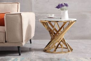 HYC-T304 Minimaliste lumière luxe canapé côté armoire salon <span class=keywords><strong>table</strong></span> <span class=keywords><strong>de</strong></span> <span class=keywords><strong>chevet</strong></span> en acier inoxydable <span class=keywords><strong>marbre</strong></span> petite <span class=keywords><strong>table</strong></span> basse pour hôtel - Product Image 6