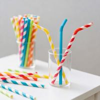 Pailles en papier flexibles biodégradables écologiques personnalisées imprimées 8*197 mm 8x210 mm pour milkshake et thé boba