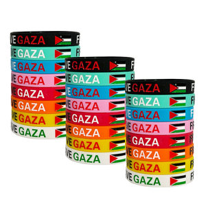 Vòng tay silicon Palestine in logo tùy chỉnh, cờ quốc gia Palestine, vòng đeo tay silicon dập nổi bằng cao su - Product Image 1