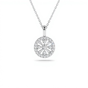 จี้เพชรทรงกลมสีขาวทองคำขาวประดับเพชรแล็บโกรว์รูปดาวกระจาย - Product Image 1