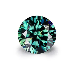 Starsgem 批发高品质 VVS 圆形明亮式切割钻石松动合成绿色碳硅石钻石