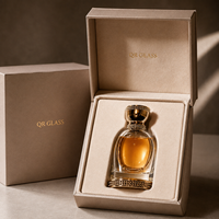 Flacons de parfum ronds en verre de luxe avec couvercle rond transparent doré 100 ml avec tête de pulvérisation à pompe avec boîte d'emballage