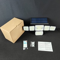 Lampe murale solaire à 6 têtes, 366 LED, double capteur de mouvement PIR, avec télécommande, IP44