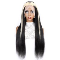 Pelucas de Cabello Humano 100% de Alta Calidad, Peluca con Frente de Encaje 13*4, 10-26 Pulgadas, 1B/613, Base Larga y Lisa para Mujeres Negras