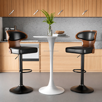Tabourets de bar pivotants en bois courbé avec repose-pieds et hauteur réglable - Chaise de bar rembourrée en cuir PU pour cuisine, salle à manger