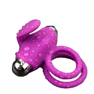 Silicone Double Érection Cock Rings Vibrateur Lapin Vibrant Pénis Anneau Produits Érotiques Adult Sex Toys pour Hommes