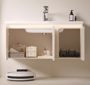 Meuble sous-vasque de salle de bain en aluminium épaissi de luxe léger LED Bassin monobloc en céramique <span class=keywords><strong>Plaque</strong></span> de roche Combinaison d'espace Lavabo facial - Product Image 4