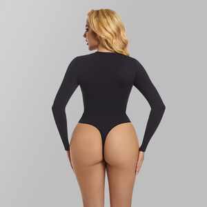 OEM personalizado manga longa em torno do pescoço <span class=keywords><strong>Bodysuit</strong></span> térmica barriga controle completo corpo Shapewear corpo das mulheres Shaper - Product Image 6