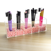 Transparent acrylique fait à la main 5 trous étui de maquillage pinceau de maquillage crayon à sourcils rouge à lèvres boîte de beauté finition de bureau boîte de rangement