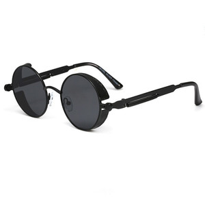 Lunettes de soleil Steampunk rétro rondes en métal, Vintage pour hommes et femmes, <span class=keywords><strong>2020</strong></span> - Product Image 2