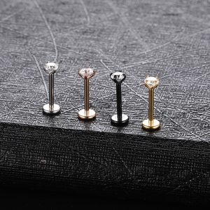 Lingchee 316L Acier chirurgical à filetage interne, <span class=keywords><strong>piercing</strong></span> <span class=keywords><strong>labret</strong></span>, clou pour le lèvre, <span class=keywords><strong>piercing</strong></span> pour le tragus, bijoux pour le <span class=keywords><strong>piercing</strong></span> d'oreille avec serti à pointe CZ - Product Image 3