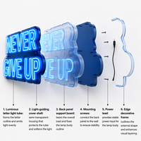 Letrero de Neón LED Acrílico Personalizado, Letrero Luminoso 3D Azul para Decoración de Pared, Letras Iluminadas para Hogar, Oficina, Estudio