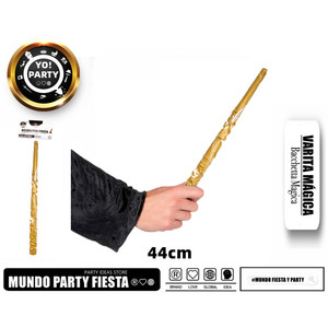 Bacchetta da mago in oro tuono da 44CM per Costume da apprendista di Halloween e Carnaval con bastoncino magico per categoria di prodotti mop articolo n. 50157A - Product Image 1