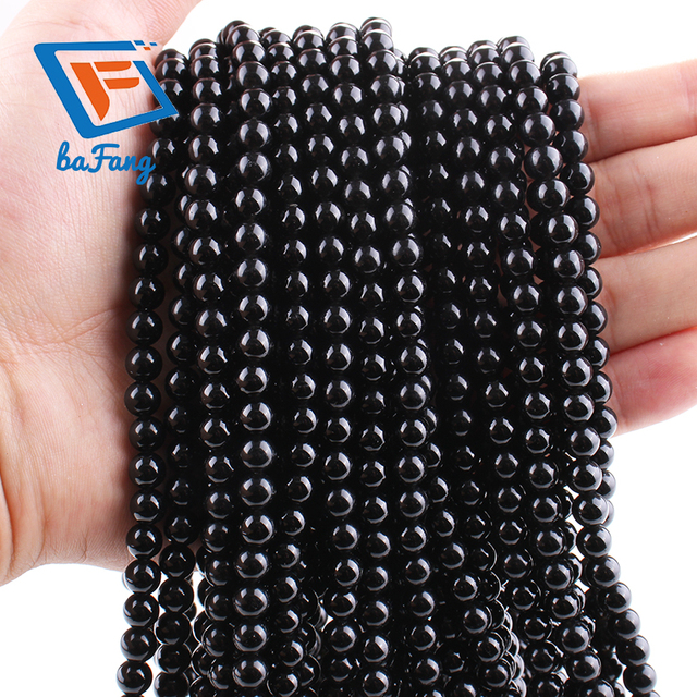 Factory Polishing Black Obsidian Beads 6/8/10mm Round Smooth Stone Beads for Jewelry Making