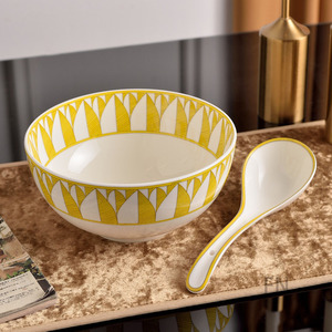 Yellow <b>Bone</b> <b>China</b> Dinnerware 32 pcs <b>Set</b> Ceramic Plate Bowl Cup <b>Set</b> Gold Inlay Round Tableware for Home Gift - Product Image 3
