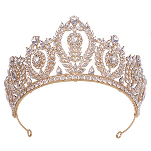 Châu Âu Mỹ Baroque hợp kim vương miện mạ vàng pha lê đám cưới vương miện cho ngày kỷ niệm cuộc thi sắc đẹp cho đám cưới cô dâu - Product Image 5