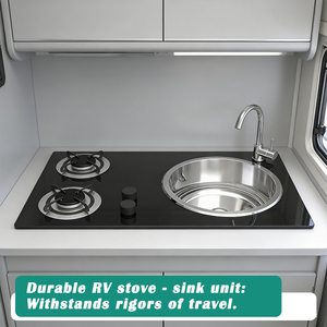 JDA - Cocina Móvil de Acero Inoxidable SS304 con Doble Quemador y Fregadero para Ahorrar Espacio, Ideal para Autocaravanas, Caravanas y Furgonetas - Product Image 3