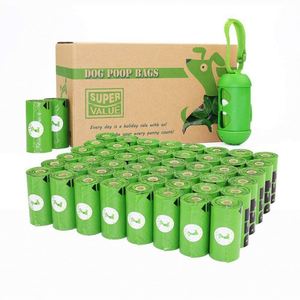 Sacs à crottes de chien en plastique - Écologiques, biodégradables, verts, épaisseur 20 microns, 48 rouleaux/720 sacs, distributeur, logo personnalisé, sans parfum - Product Image 1
