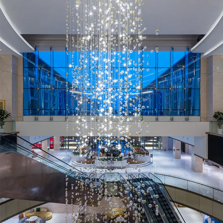 modern high ceilings bubble ball pendant lamp long staircase hand blown glass chandelier