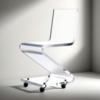 Chaise de loisirs en lucite de luxe à roulettes Chaise de bureau mobile moderne imperméable et écologique pour salon, salle à manger et chambre à coucher-Hôtel 5 étoiles