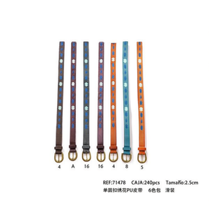 Cinturones de Tela Bordados de Cuero PU de 2.5cm de Ancho con Hebilla Semicircular, Paquete de 6 Colores, para Uso Casual - Product Image 3