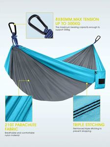 Hamaca Doble de Nailon Plegable para Exteriores, Tipo Paracaídas, Ligera, para Camping - Product Image 3