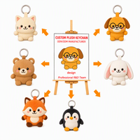 Porte-clés en peluche personnalisés OEM ODM, porte-clés animaux en peluche douce, 6 designs mignons : chat, chien, lapin, ours, renard, pingouin, vente en gros